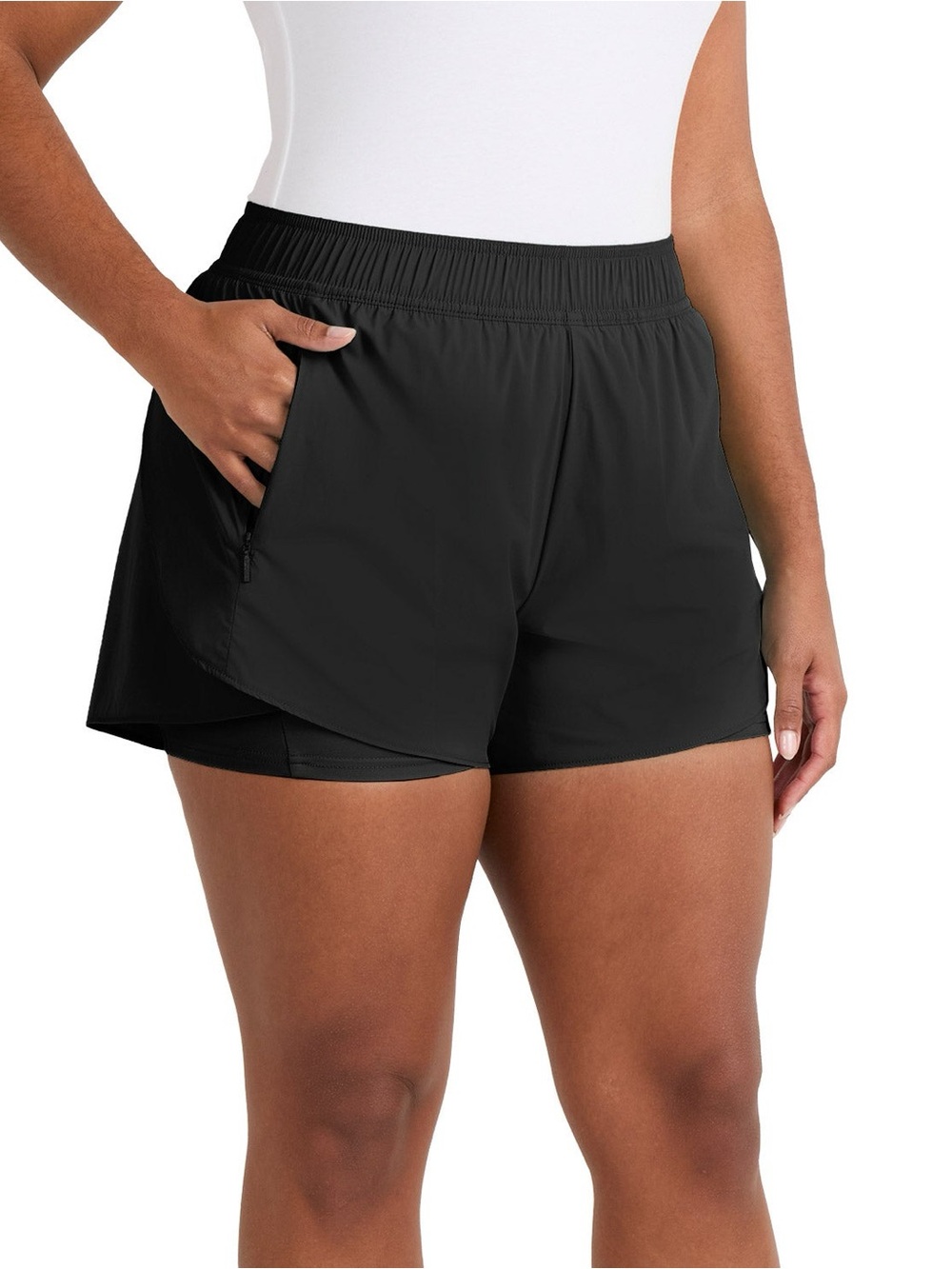 NWT Spyder Black Women's M Athletic Double-Layer Shorts Pockets